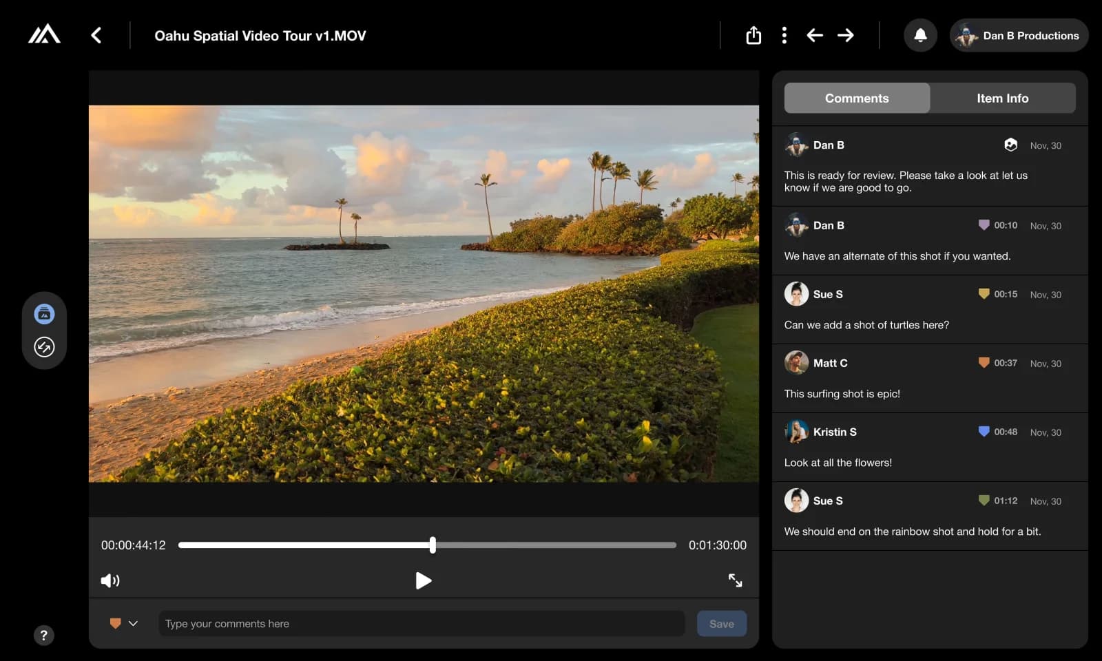 Alteon Spatial Video Marketing Item Conversation UI