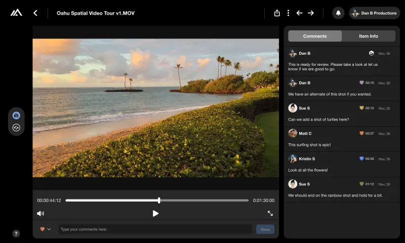 Alteon Spatial Video Marketing Item Conversation UI